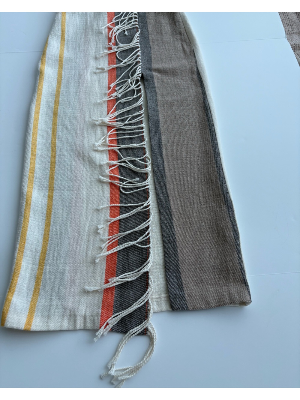 Zara NWT Striped Fringe Slit Midi Skirt Size XS Cotton Blend - Picture 3 of 11